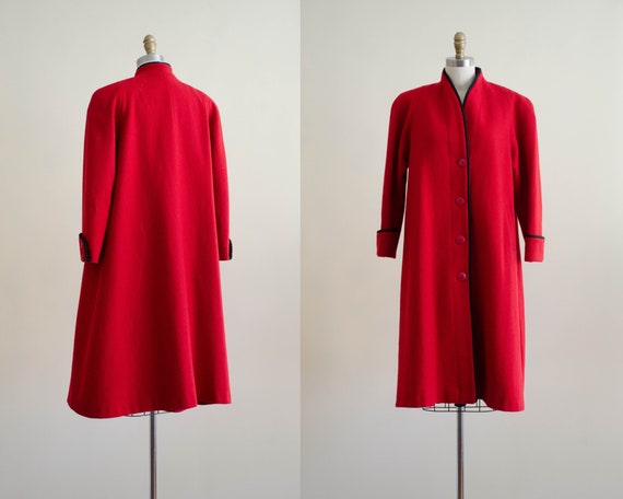 red wool swing coat