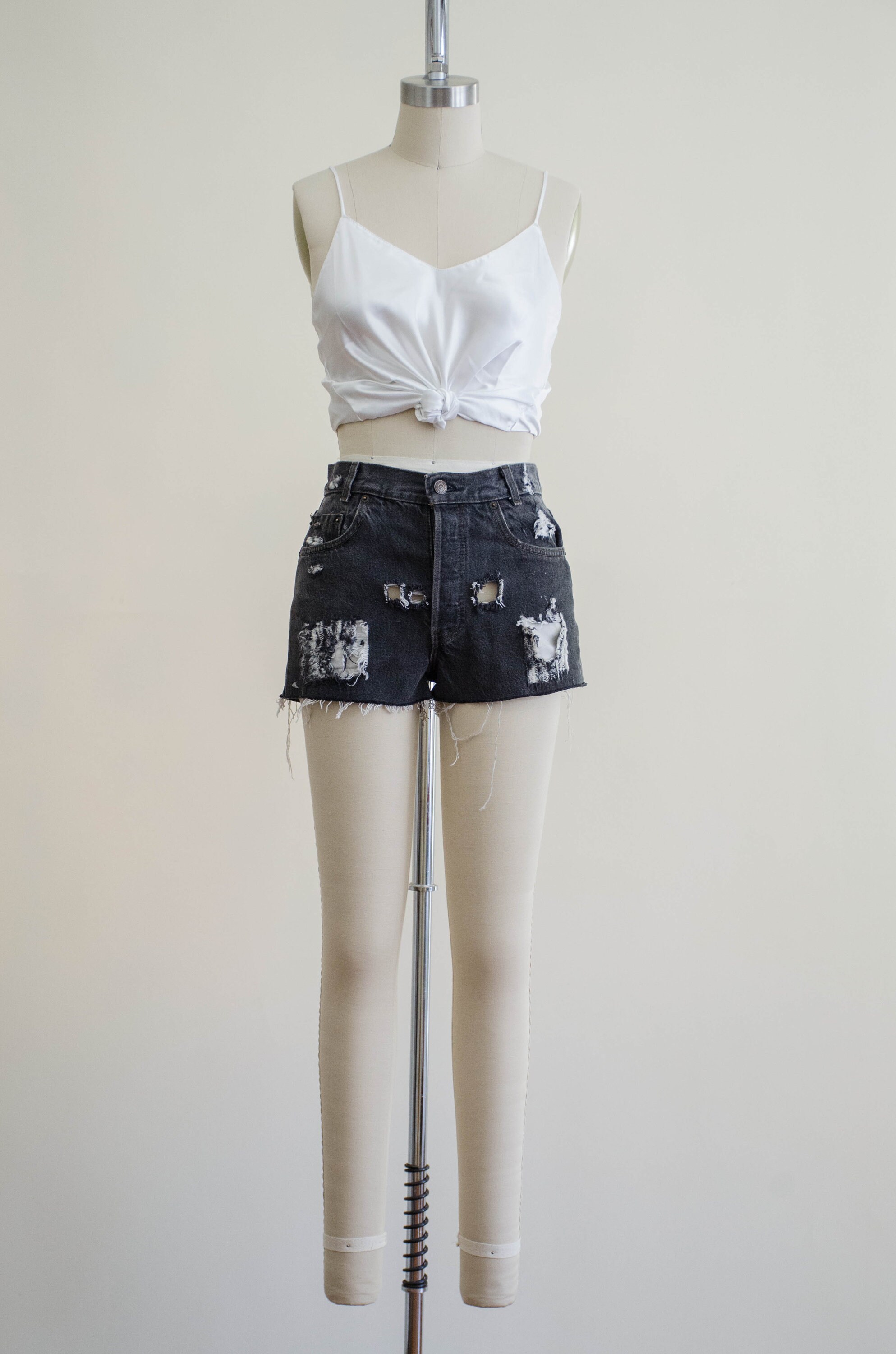 Distressed cut off jean shorts Levi's 701 student fit | Etsy