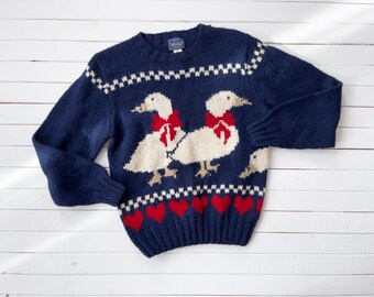 Eddie Bauer Wool Pullover Vintage Duck Pattern Knit Sweater - Etsy
