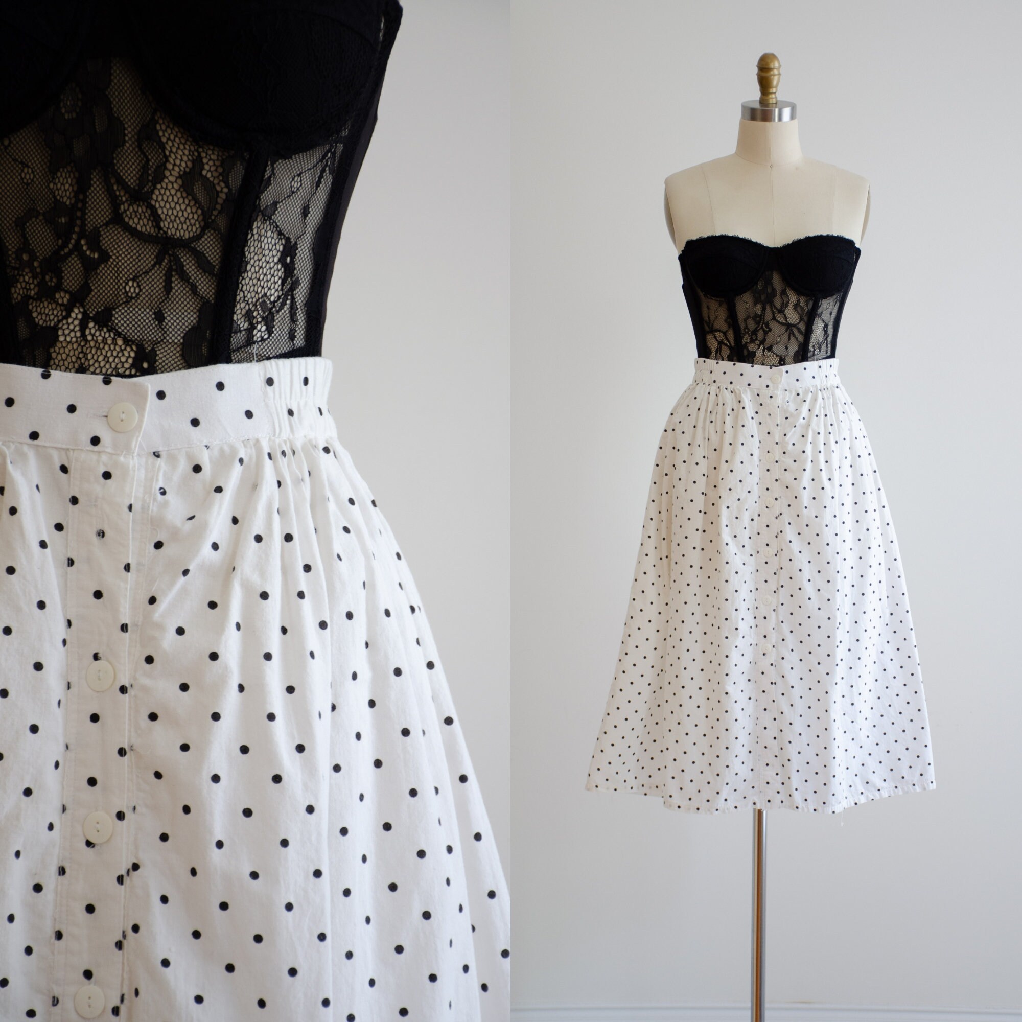 80s polka store dot skirt