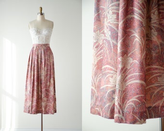 brocade maxi skirt | 70s vintage Cloak of Many Colors by Liberty & Lucrezia floral pink cream tapestry skirt