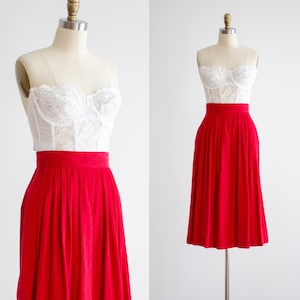 red corduroy skirt 80s 90s vintage cottagecore midi skirt
