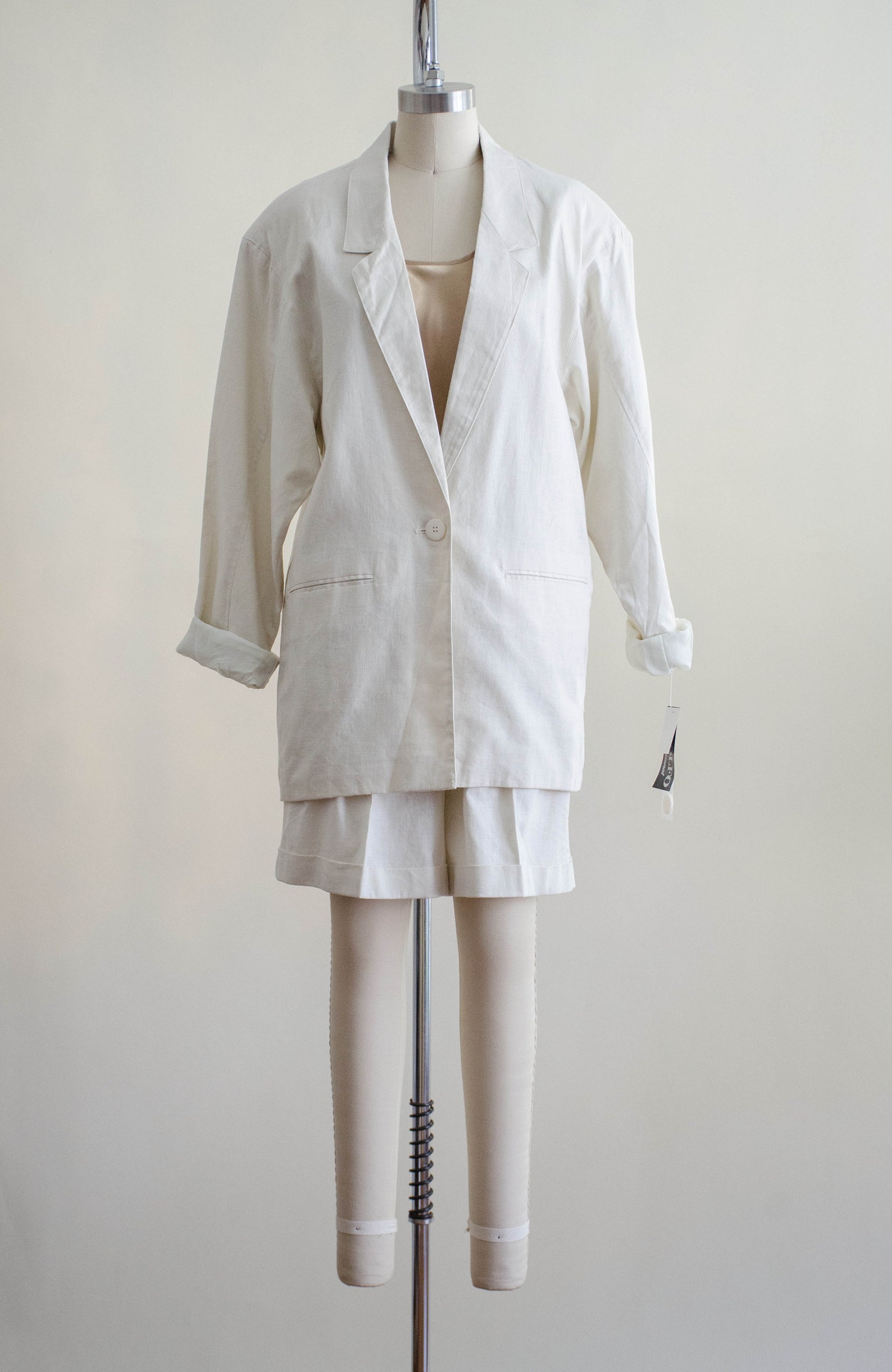 White linen shorts suit vintage shorts and blazer set high Etsy