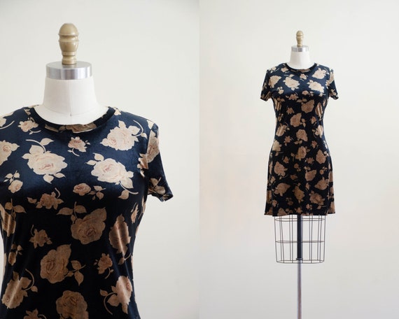 black velvet dress | floral velvet minidress