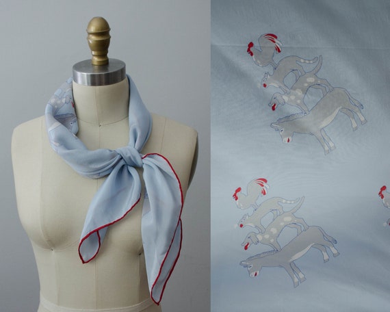 rare novelty print scarf | The Musicians of Bremen