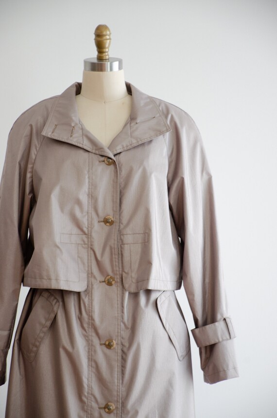 brown trench coat 80s vintage British Mist mushroom g… - Gem
