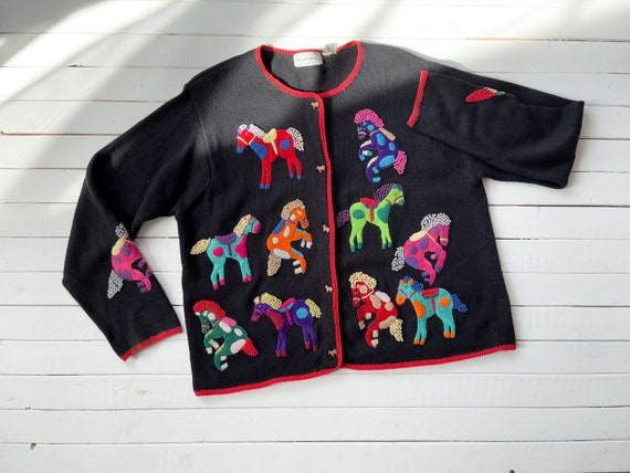 embroidered sweater 90s y2k vintage Belle Pointe … - image 1