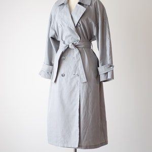 plaid trench coat 80s 90s vintage London Fog gray white dark academia cottagecore belted plaid cotton jacket image 5