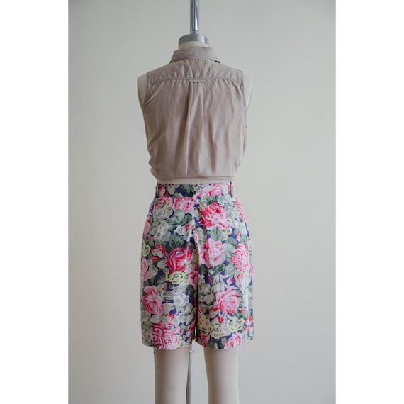 high waisted shorts GAP vtg blue pink floral cott… - image 3
