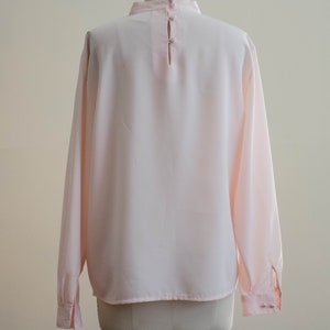 80s lace collar blouse silky pink Edwardian style high collar vintage blouse image 7