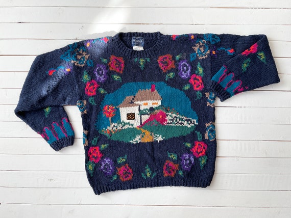 Embroidered Sweater | 80s 90s Vintage Woolrich Country