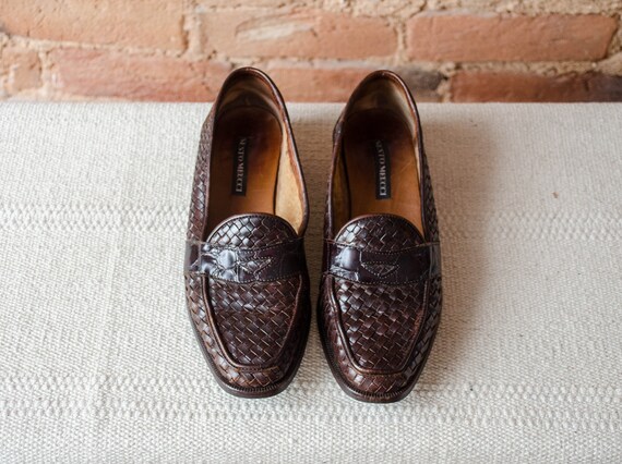 Brown Woven Leather Loafers 80s 90s Vintage Sesto Meucci - Etsy Australia