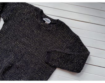 black gold sweater 80s vintage metallic sparkly sweater
