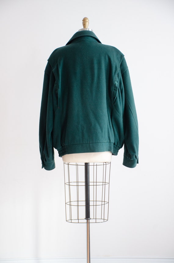 green wool jacket 90s vintage dark forest green m… - image 6