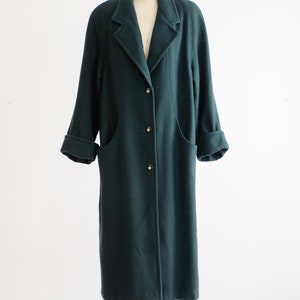 green wool coat 80s 90s plus size vintage forest green minimalist long wool coat image 3