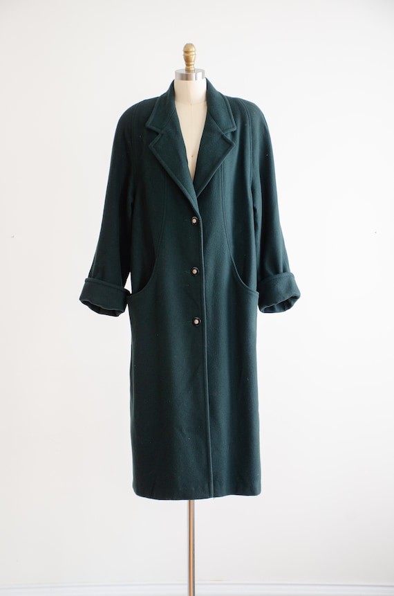 green wool coat 80s 90s plus size vintage forest … - image 3