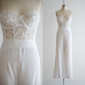 wide leg pants 70s vintage Malia Honolulu white boho hippie wide leg bell bottom flare trousers