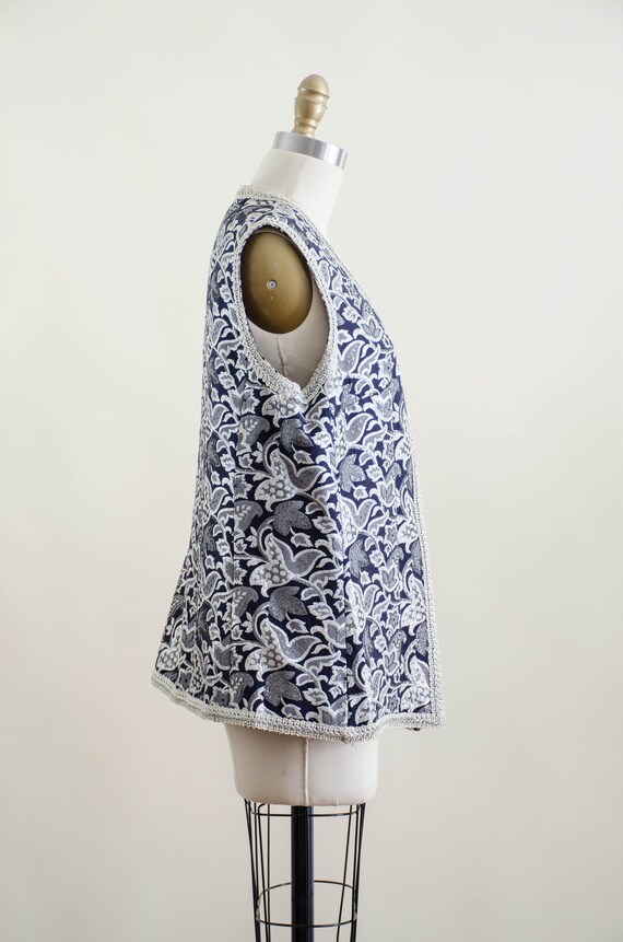 navy silver embroidered vest | 60s 70s vintage sh… - image 7