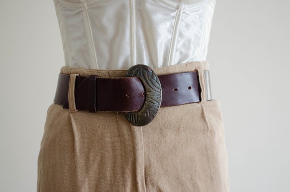 wide brown leather belt | statement belt