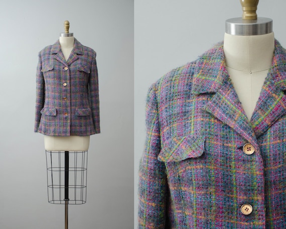 plaid wool blazer | neon plaid blazer