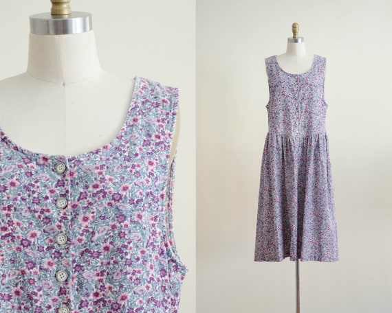purple floral corduroy pinafore | corduroy midi dr
