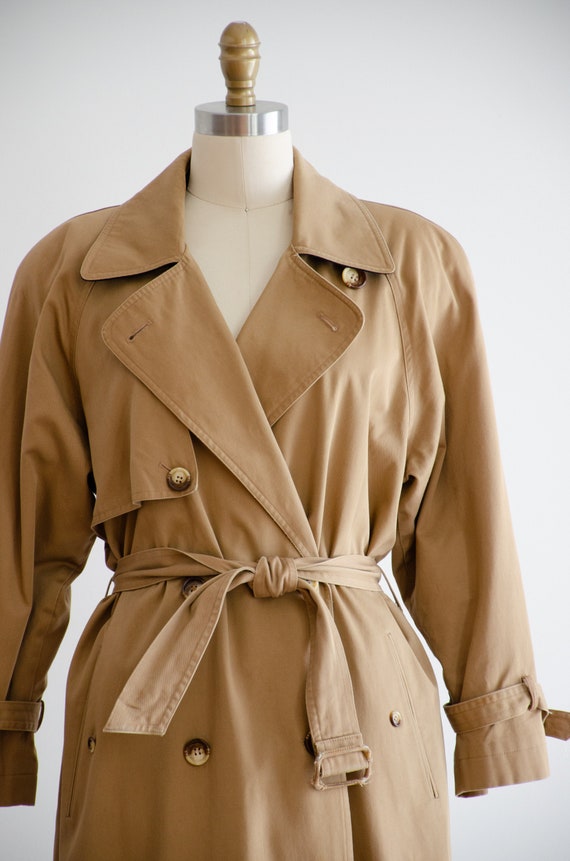 brown trench coat 80s 90s vintage Anne Klein tan … - image 4