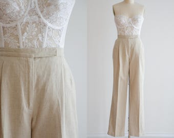 Linen Trousers Natural Beige 90’s～ Linen Trousers Natural Beige 90's～