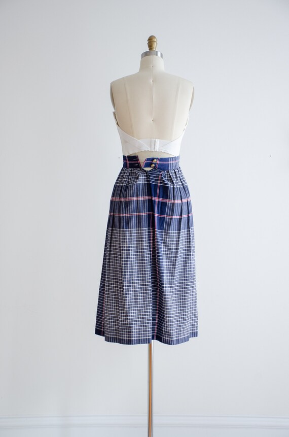 navy blue plaid skirt | 80s 90s vintage red white… - image 5