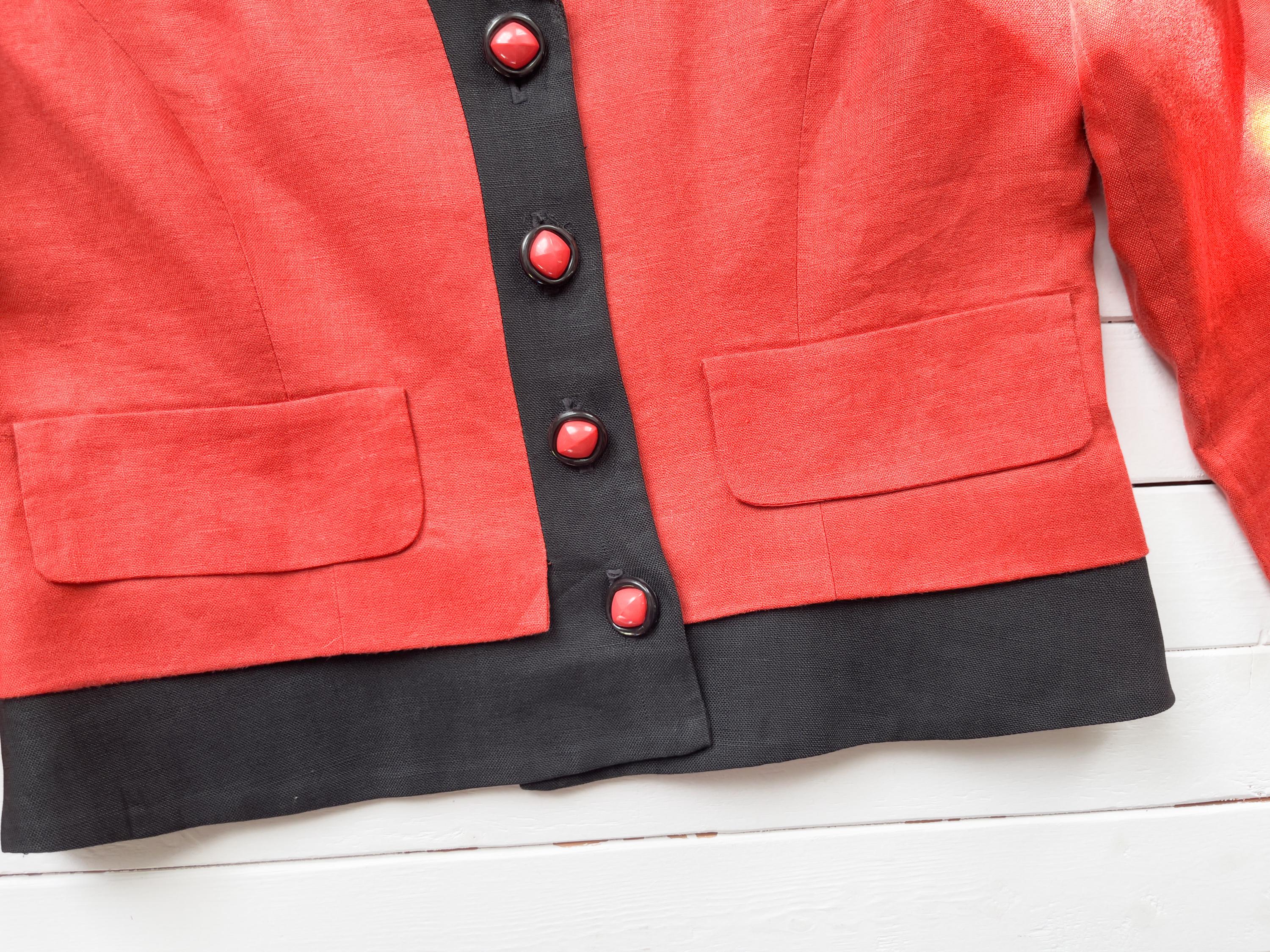 Orange Linen Jacket 80s 90s Vintage Cropped Linen Blazer