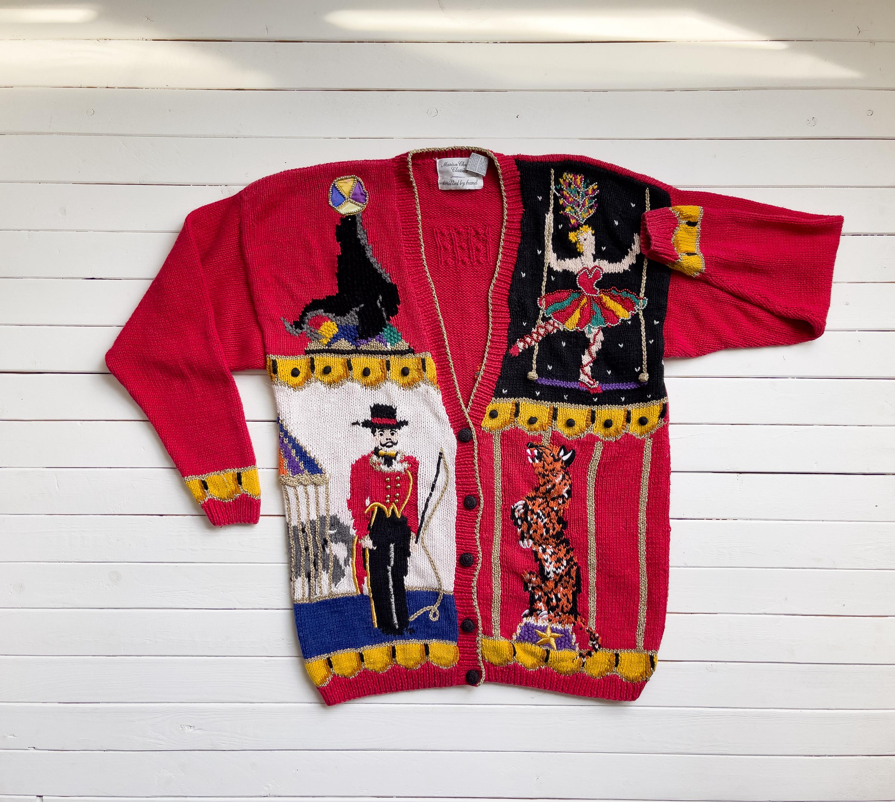 Circus Animal Sweater 90s Vintage Marisa Christina Carnival Clown
