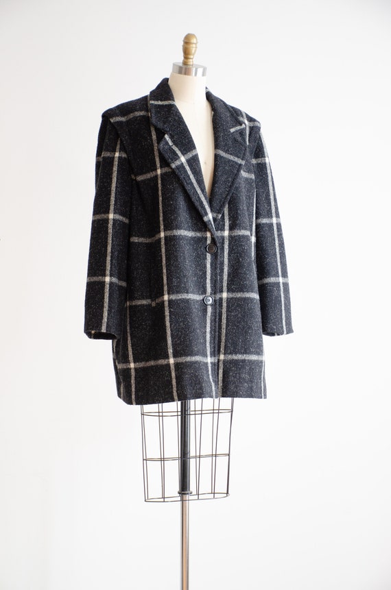 plaid wool coat 80s vintage Miss New Yorker black… - image 4
