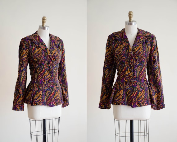 paisley wool blazer | Pauline Trigere blazer