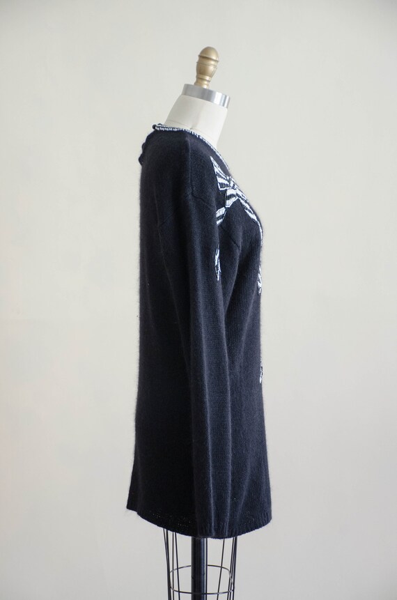black fuzzy vintage sweater | beaded silk angora … - image 8