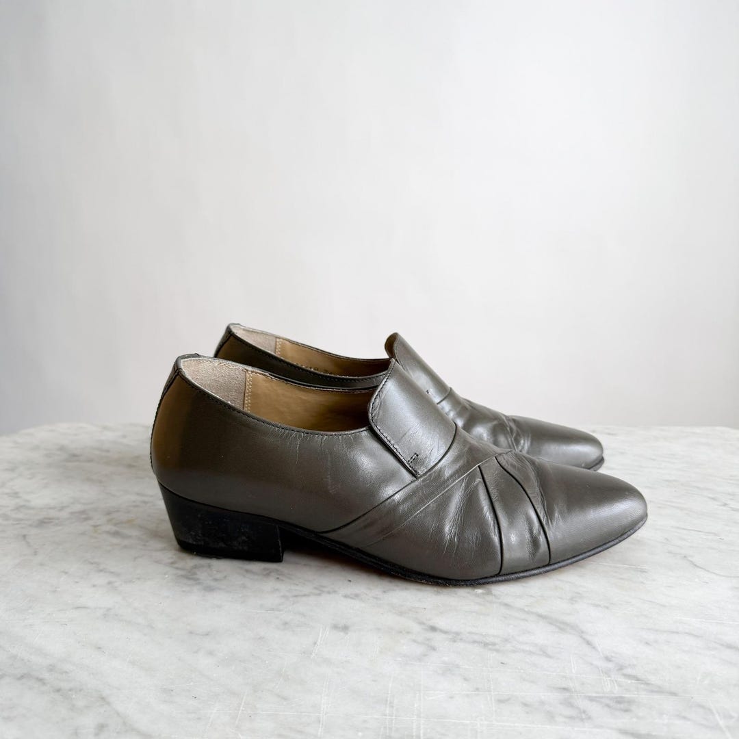 Giorgio Brutini Gray Leather Heeled Loafers Men's Size 7.5 Women's