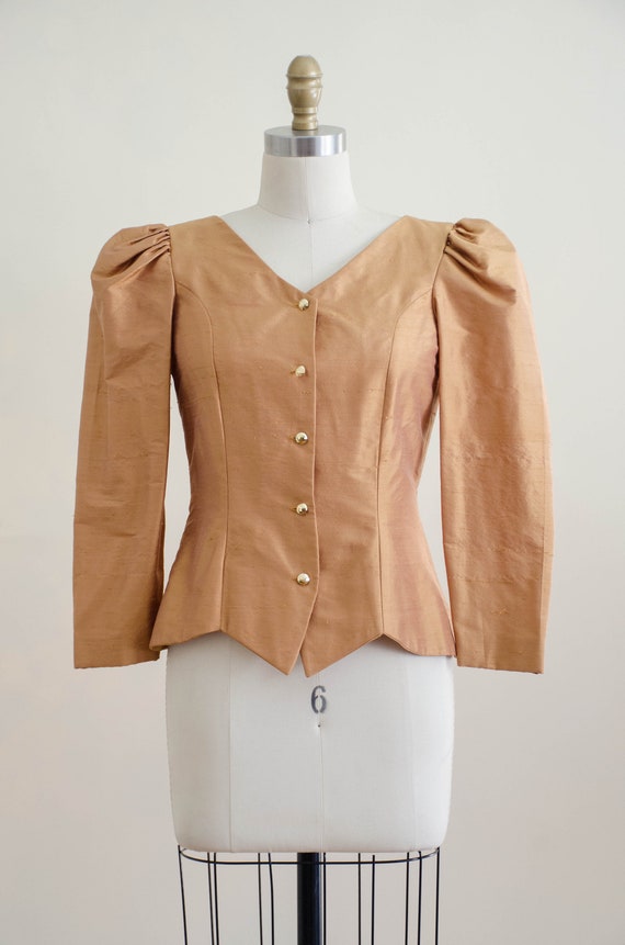 gold puff sleeve jacket | gold blouse - image 5