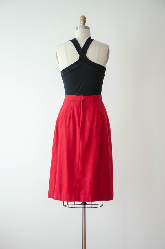 red pleated wool skirt | 80s vintage dark red aca… - image 8