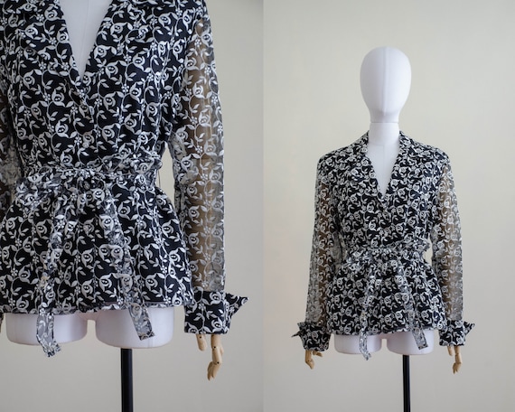 black organza blouse | sheer black blouse | embroi