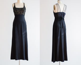 black glitter maxi dress 90s y2k vintage JUMP silver sparkly gown