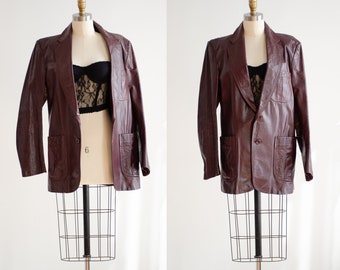 cordovan leather jacket 70s vintage oxblood burgundy dark academia leather blazer