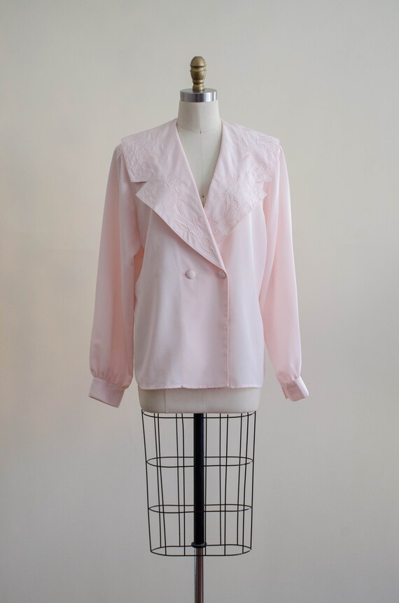 80s pink embroidered sailor collar blouse | blush… - image 4