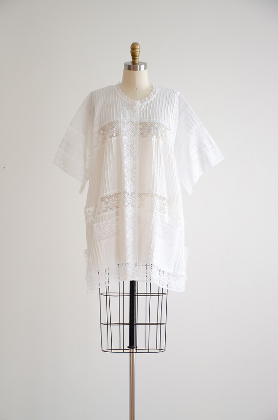 white lace nightgown 70s vintage kimono sleeves w… - image 2