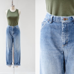 straight leg jeans | 90s vintage Lee distressed mid rise relaxed fit boyfriend jeans 35x30