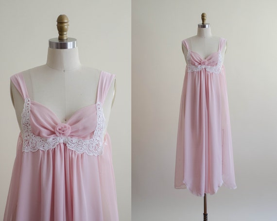 dreamy pink chiffon nightgown | empire waist night