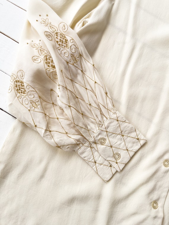 cream silk blouse 80s 90s Diane Von Furstenburg d… - image 7