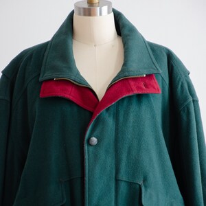green wool jacket 90s vintage dark forest green men's wool coat image 2