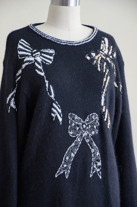 black fuzzy vintage sweater | beaded silk angora … - image 6