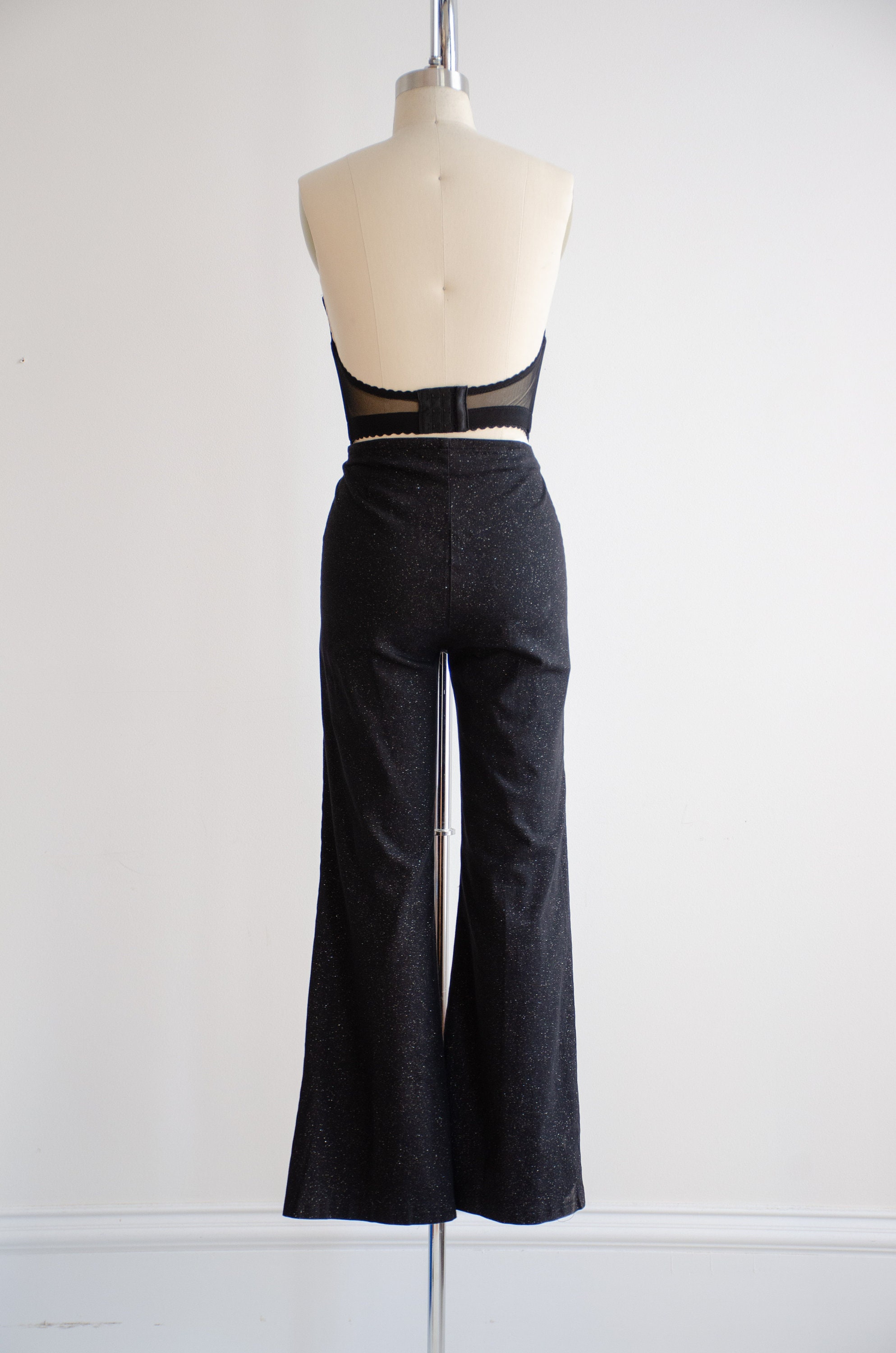 パンツ 90s vintage ZIP black flare Slacks pants Women's Black Flare Pants Y2k Retro Emo 2000s Streetwear