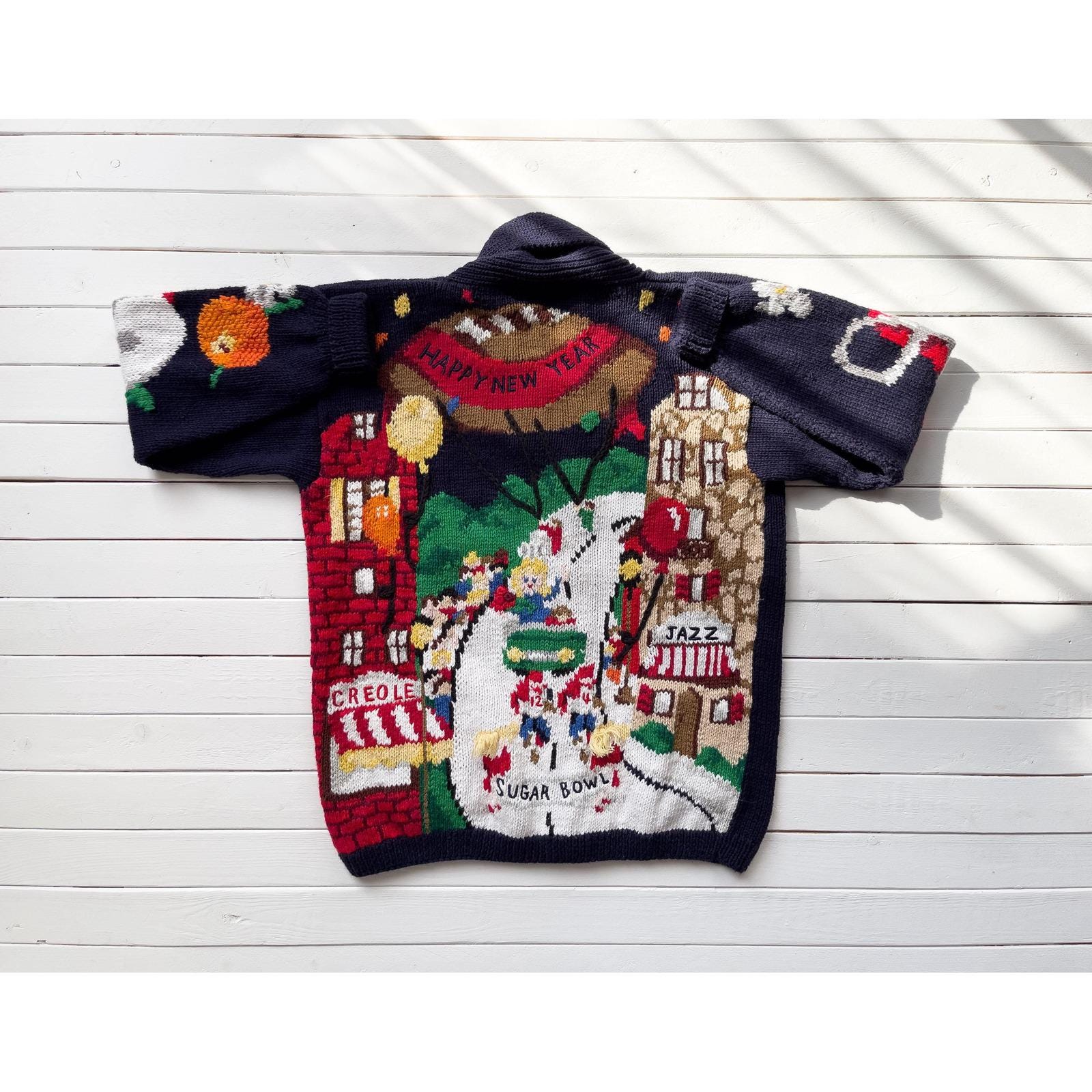 Eagles Eye Sweater Vtg College Football Rose Bowl Novelty Print
