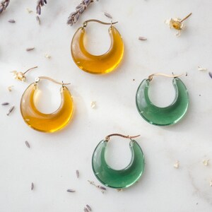 acrylic hoop earrings, large colorful hoop earrings, mustard yellow forest green big transparent clear statement hoop earrings image 3