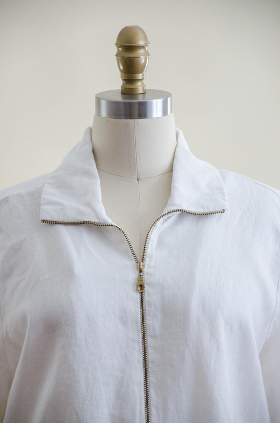 white linen jacket | 90s y2k vintage loose oversi… - image 2